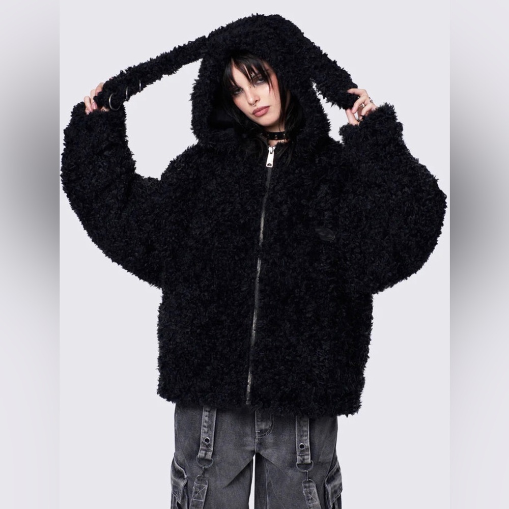 Minga London BUNNY EAR FAUX FUR JACKET NWT L/XL - Picture 6 of 12